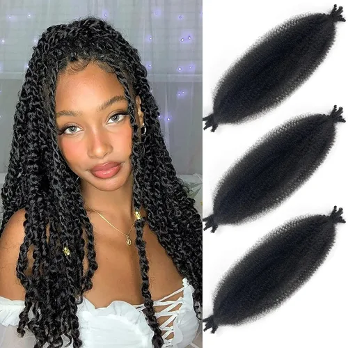 Miniatura 13 de Cabello Afro Twist Elástico de 16 pulgadas, cabello Cuban Twist 30# Marley Twist trenzado, Afro Twist suave, extensiones de cabello sintético rizado