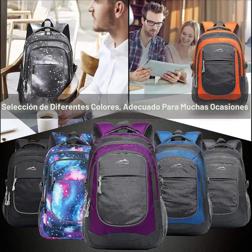 Miniatura 7 de ProEtrade Mochila para universidad, viajes, negocios, senderismo, apta para laptop de hasta 15.6 pulgadas, Negro, 15,6 pulg., Mochilas Daypack