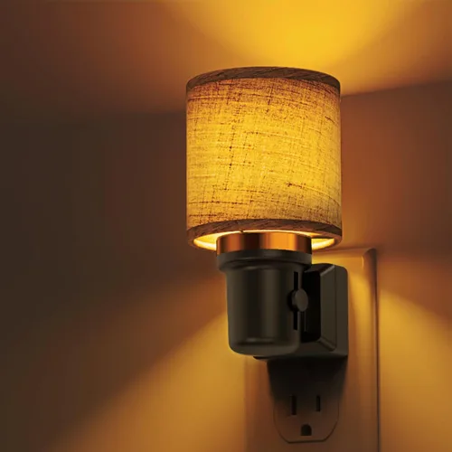 Miniatura 11 de L LOHAS LED Luces Nocturnas Enchufables en la Pared, Luz Nocturna Decorativa de Cilindro de Tela Boho con Borla, Sensor de Crepúsculo a Amanecer