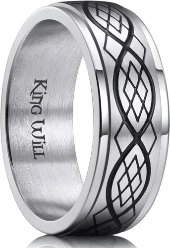 Miniatura 14 de King Will Anillo giratorio de acero inoxidable 316L para hombres y mujeres, 0.315 in de dragón/nudo celta, anillo para ansiedad para aliviar