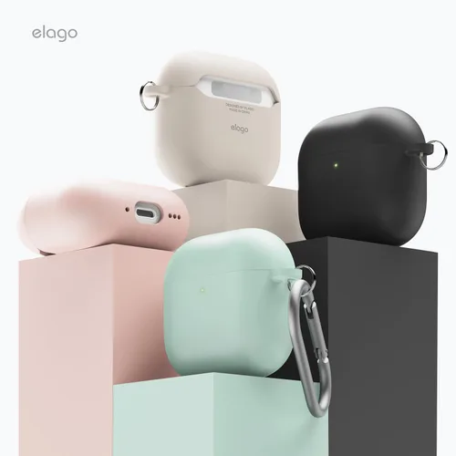 Miniatura 8 de elago Funda híbrida líquida compatible con AirPods 4, compatible con AirPods de 4ª generación, protección de triple capa, llavero incluido, carga