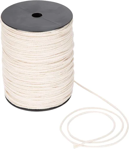 Miniatura 8 de Cordón de macramé de 0.197 in x 164 yardas, cuerda de macramé 100% algodón natural Cuerda de algodón trenzado de 3 hebras para colgar plantas