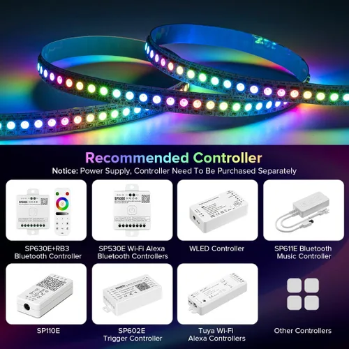 Miniatura 3 de SEZO WS2812B Tira de luz LED 3.3FT/1M 144LEDs/m direccionable individualmente programable 5050SMD Digital RGB aleación alambres Flexible Dream