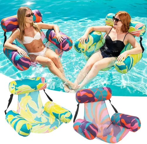 Miniatura 11 de Silla flotante inflable para piscina, paquete de 2 flotadores de piscina para adultos, resistentes, sillas flotantes de agua, flotadores inflables