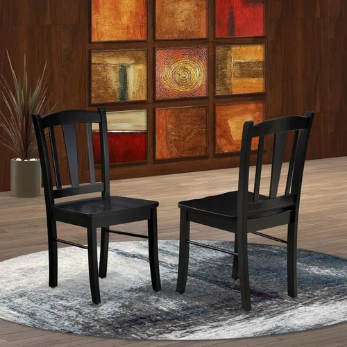 Miniatura 2 de East West Furniture DLC-BLK-W Dublin - Sillas de comedor de cocina, sillas de madera con respaldo de listones, juego de 2, color negro