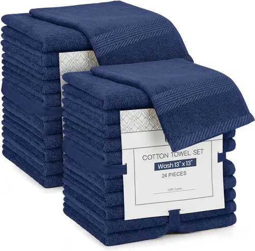 Miniatura 15 de Linteum Textile - Juego de toallas faciales de 12 x 12 pulgadas, 100% algodón suave, 16 paños hilados de un solo anillo, toallas faciales