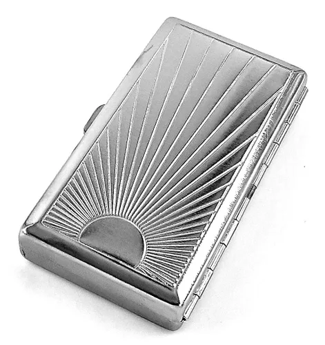 Miniatura 5 de Estuche para cigarrillos estilo victoriano, soporte metálico para bolsillo de tamaño regular, king y 100's, cartera de seguridad (PLN-S100, plateado)