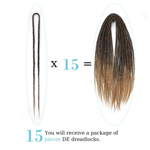 Miniatura 7 de 15 extensiones de rastas de doble extremo, 24 pulgadas, extensiones de rastas falsas de 0.6 pulgadas, color marrón degradado, extensiones de rastas