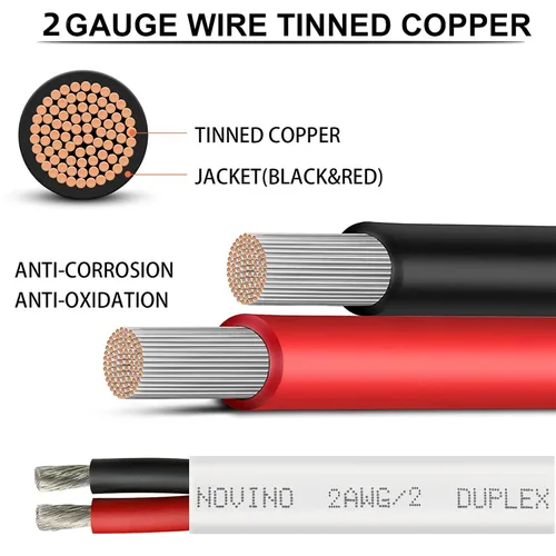Miniatura 2 de Cable marino de calibre 2, cable dúplex de grado marino, cable eléctrico de cobre estañado de 2 AWG 5 pies para uso al aire libre en barcos