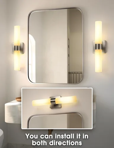 Miniatura 5 de DORESshop Juego de 2 apliques de pared modernos con pantalla de vidrio esmerilado, juego de 2 apliques de decoración de pared para baños, sala