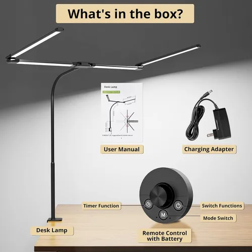 Miniatura 7 de Lámpara de escritorio, lámparas de escritorio con abrazadera para el hogar y la oficina, lámpara de mesa de cuello flexible de 24 W, lámpara