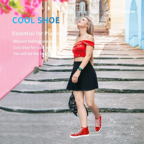 Miniatura 51 de Obtaom Zapatos de lona de alta calidad para mujer/hombre para jugar a media pantorrilla, zapatillas de deporte de moda casuales con cordones de alta