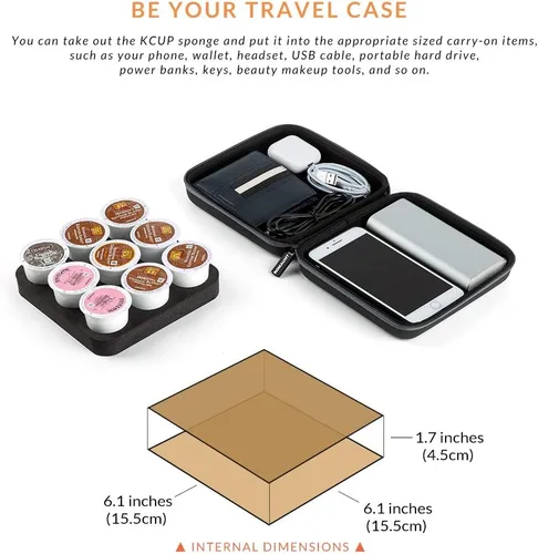 Miniatura 2 de ROMAUNT - Soporte para cápsulas de café compatible con K-Cup, accesorio para cafetera portátil de campamento, funda protectora de transporte