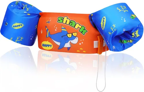 Miniatura 6 de MoKo Chaleco de natación para niños pequeños, flotadores de brazo de natación de 22 a 66 libras, niños y niñas, con dibujos animados, alas de agua