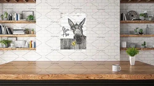 Miniatura 4 de Letrero de metal para pared de baño, diseño de girasol con diseño de burro divertido para baño, decoración de pared de baño, bonito culo, granja