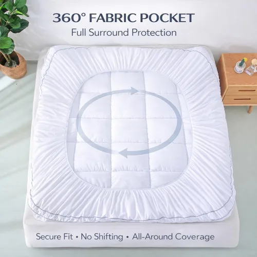 Miniatura 6 de EVOLIVE Funda de colchón tamaño Queen, protector de colchón acolchado de microfibra suave, bolsillo profundo de 8-18 pulgadas, lavable a máquina