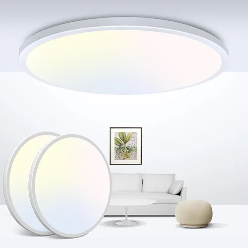 Miniatura 18 de Zemty Paquete de 8 lámparas de techo LED de montaje empotrado de 12 pulgadas, lámpara de techo súper delgada de 28 W 3200 lm, lámpara de techo Negro