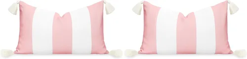 Miniatura 15 de Hofdeco Premium Funda de almohada lumbar para interiores y exteriores, 12 x 20 pulgadas, repelente al agua para patio trasero, sofá, bloque