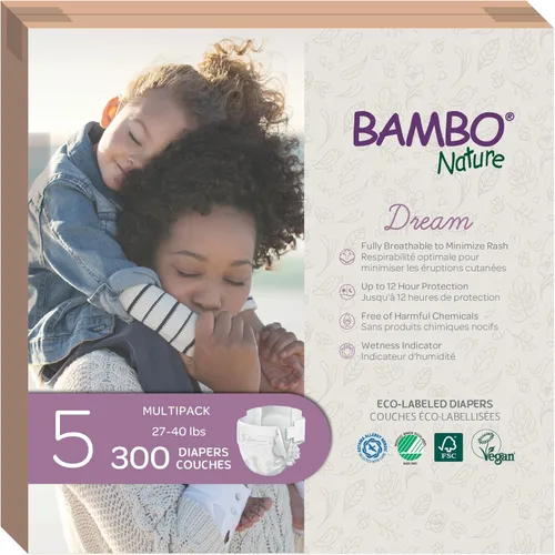 Miniatura 14 de Bambo Nature Pañales hipoalergénicos Dream Baby, pañales sostenibles con etiqueta ecológica de primera calidad, protección mejorada contra fugas