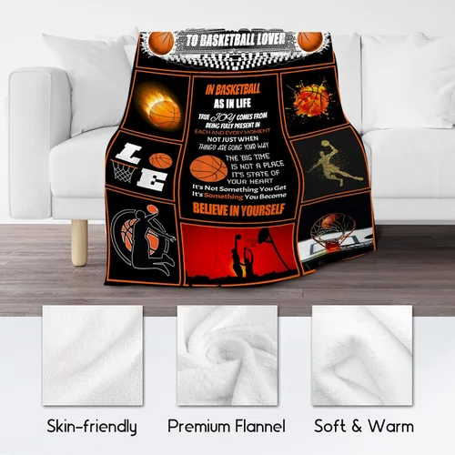 Miniatura 5 de Regalos de baloncesto para niños, manta de baloncesto para niñas y niños, mantas deportivas para jugadores, mantas de felpa para niños para sofá
