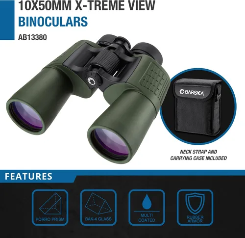 Miniatura 5 de BARSKA AB13380 X-Treme View - Binoculares ultra gran angular de 10 x 50 para adultos y niños, observación de aves, caza, deportes, etc