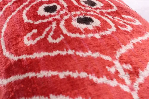 Miniatura 6 de Almohada de terciopelo hecha a mano, 16 x 24 pulgadas, inserto de plumas de plumón de alta calidad, diseño geométrico con colores rojo, naranja