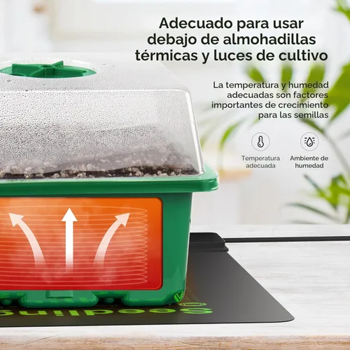 Miniatura 2 de MIXC Kit de iniciación de semillas de 10 paquetes con cúpula de humedad (bandeja total de 120 celdas), bandejas de inicio de semillas, kit de Verde