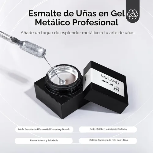 Miniatura 3 de SAVILAND Juego de esmaltes de uñas de gel metálico: esmalte de gel cromado plateado y dorado, pintura de metal 3D, esmalte de uñas de espejo