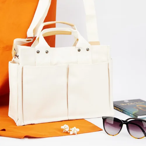 Miniatura 6 de YCPURSEDN Bolsas de lona con múltiples bolsillos simples y de moda para mujer