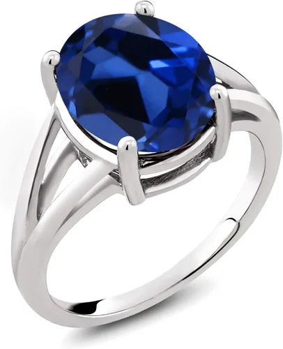 Miniatura 46 de Gem Stone King Anillo solitario con piedra preciosa de 3.00-7.00 quilates Plata de ley 925 Ovalado de 0.47 x 0.49 pulgadas Anillo