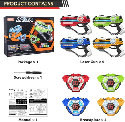 Miniatura 4 de Juego de 4 pistolas láser con pantalla LED digital, regalos para adolescentes y adultos, niños y niñas, adultos y diversión familiar, regalo