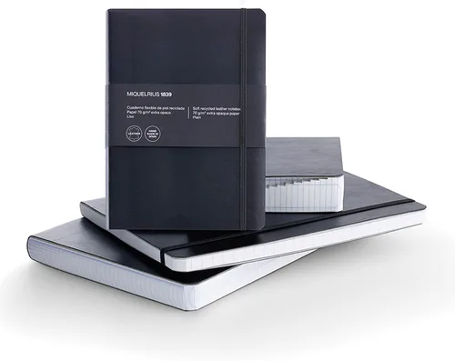 Miniatura 8 de Basicos MR 10420 - Cuaderno A6 de piel flexible con 300 páginas con cuadrícula con índice - Viene con goma - Negro