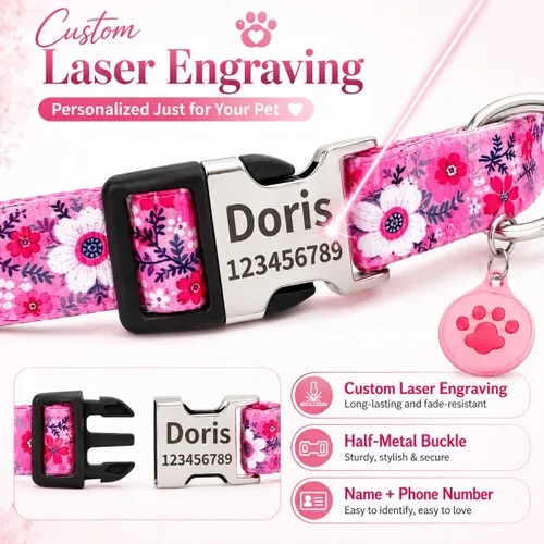 Miniatura 3 de Juego de collares de perro personalizados personalizados con correa de aire y soporte para etiqueta de aire con placa de identificación grabada
