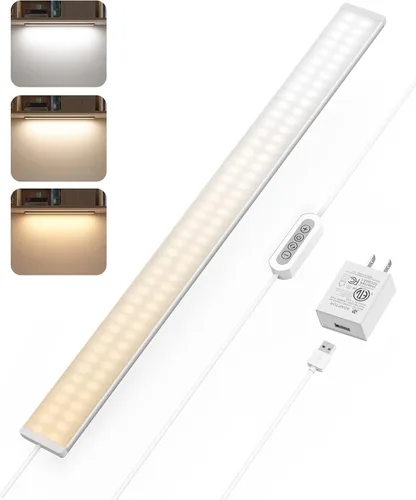 Miniatura 12 de ASOKO Iluminación LED para debajo de gabinete, 3 colores cambiantes (2700K, 4000K, 6000K), 14.5 pulgadas enchufe USB para debajo del escritorio, luz