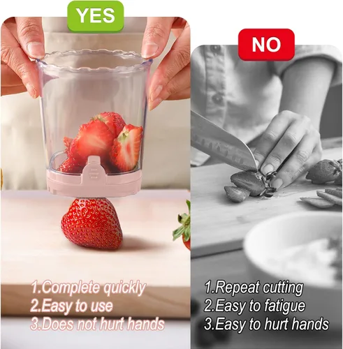 Miniatura 2 de Cortador de fresas: taza de rebanadora de frutas, cortador de velocidad de ensalada de verduras para fresas, huevo, plátano, champiñones, pepino