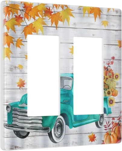 Miniatura 51 de Placas de pared de eucalipto verde de una sola palanca, estilo rústico, cubierta de interruptor de luz de 1 cuadrilla, hojas de árbol, cubiertas