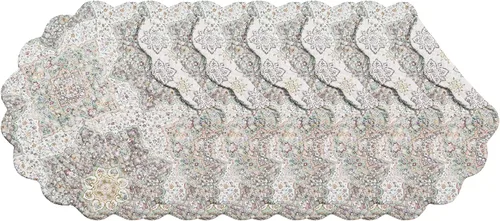 Miniatura 2 de C&F Home Elaina Medallion - Juego de 6 manteles individuales redondos acolchados de algodón, lavables a máquina, para comedor, cocina, mesa