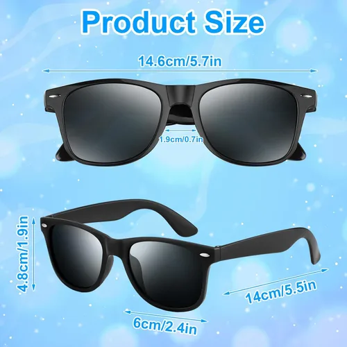 Miniatura 3 de NEBURORA Paquete de 6 gafas de sol negras al por mayor, tonos retro negros para fiestas, gafas de sol para adultos, hombres y mujeres, accesorios