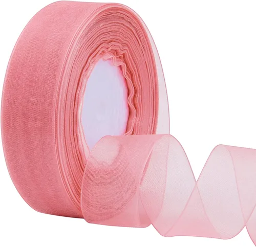 Miniatura 12 de Hapeper Cinta de gasa de organza transparente de 1 pulgada, 50 yardas/rollo (negro)