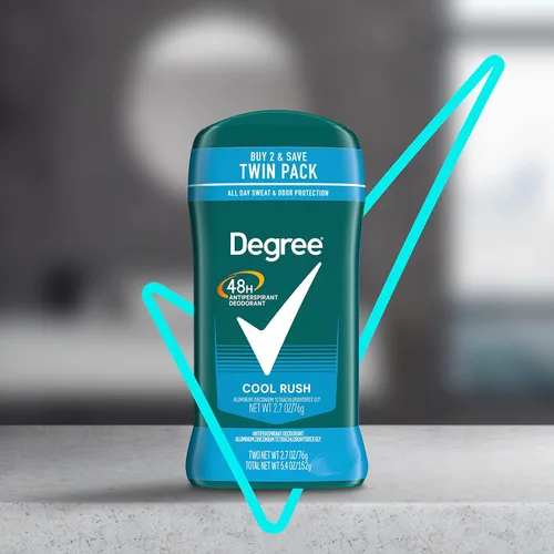 Miniatura 6 de Degree Desodorante antitranspirante original para hombre, paquete doble Cool Rush, protección contra el sudor y el olor, antitranspirante