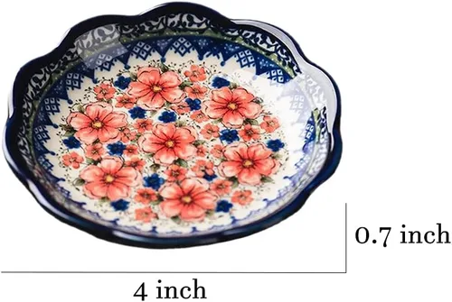 Miniatura 6 de Sizikato 4 platos de porcelana para aperitivos, plato de salsa de 4 pulgadas, patrón de flores exóticas