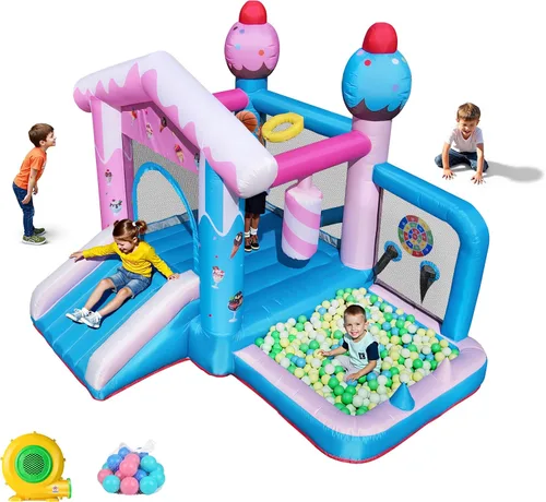 TOAOB Casa de Rebote Inflable - Casa de Rebote de 8 en 1 para Niños de 3 a 6 años, Castillo Hinchable para Saltar en Interiores y Exteriores con