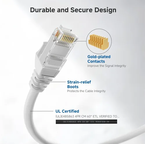 Miniatura 4 de Cable Matters 10Gbps 5-Pack de cables Ethernet Cat 6 cortos sin enganches - 1 pie, cable Cat 6, cable Cat6, cable Ethernet, blanco