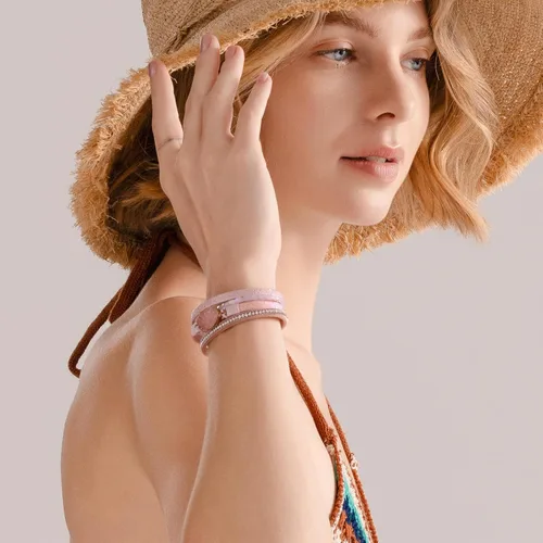Miniatura 21 de FANCY SHINY - Pulsera de cuero estilo bohemio, pulsera de cuentas de cristal con cierre magnético, regalos de joyería para mujer