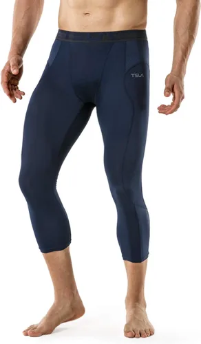 Miniatura 7 de TSLA Pantalones de compresión 34 para hombre, mallas de entrenamiento para correr, leggings atléticos capri de secado fresco, capa base de yoga
