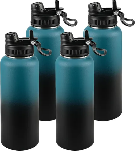 Miniatura 51 de Botella de agua aislada de 22 onzas, tapa 2 en 1 a prueba de fugas (sorbo/pajilla) + asa, botella de acero inoxidable para deportes, viajes, trabajo