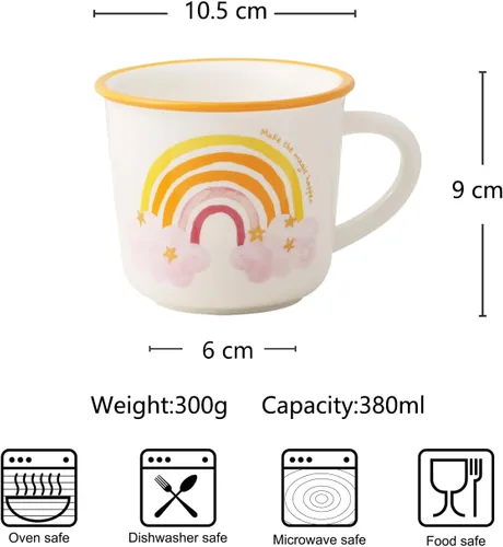 Miniatura 4 de TREEWOO Bonita Taza de Arcoíris de 12oz Buenos Días Taza de Cerámica con Asa Taza de Café Té Leche Agua Regalo para Hombres Mujeres Navidad