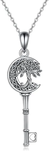 Miniatura 25 de ONEFINITY Collar de plata de ley 925 con diseño de árbol de la vida con colgante de nudo celta de concha de abulón para mujer