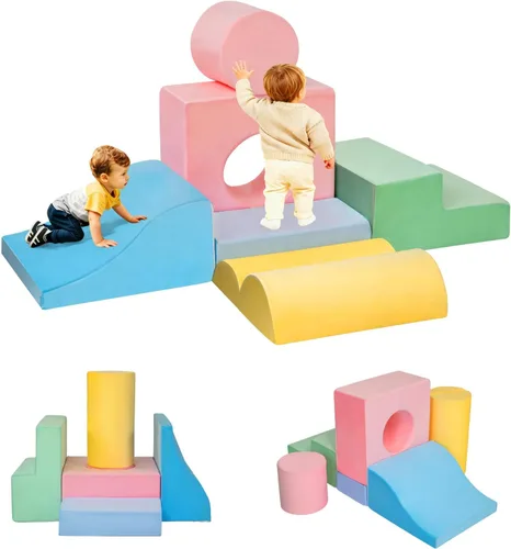 MIND&ACTION 6 piezas de juguetes de escalada para niños pequeños, juguetes de escalada para niños de 1 año, juego suave, bloques de escalada de