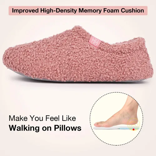 Miniatura 4 de HomeTop Mocasines de espuma viscoelástica de piel rizada y mullida con forro polar
